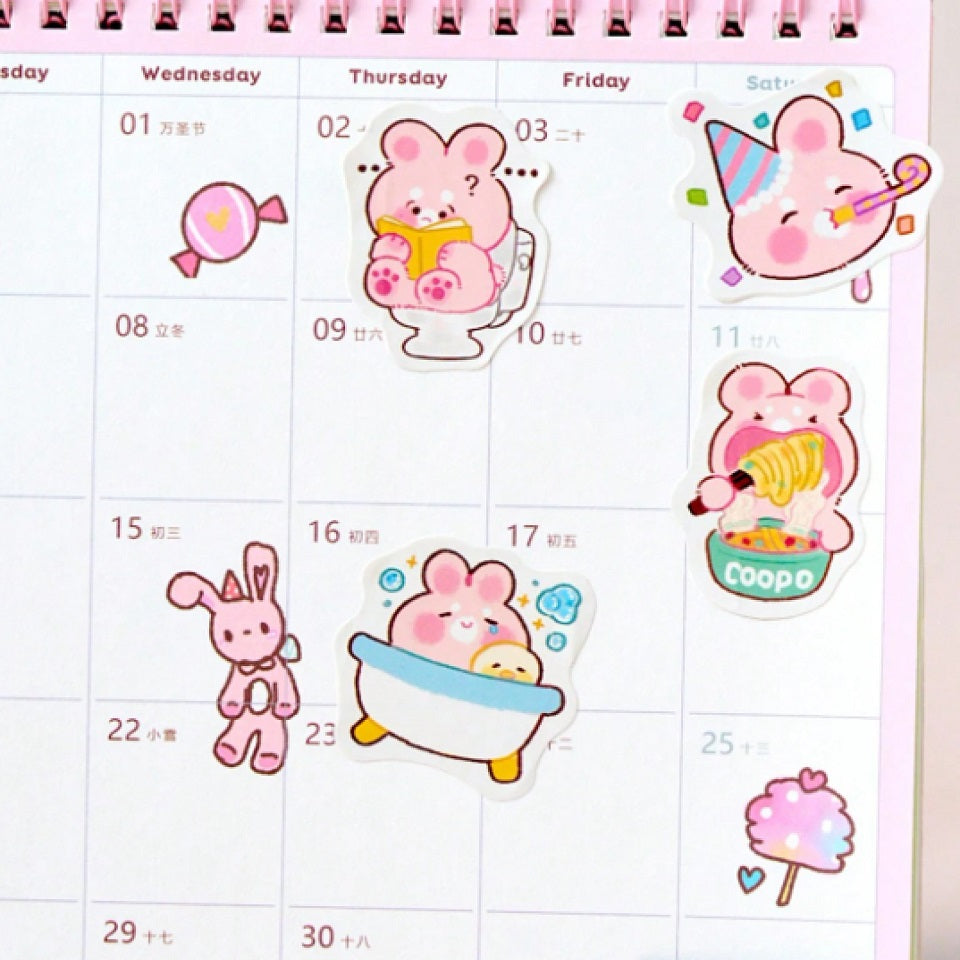 Boite de stickers lapins roses