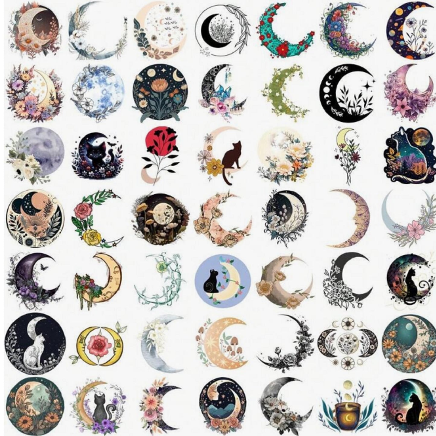 Lot de 20 stickers fleurs de lune