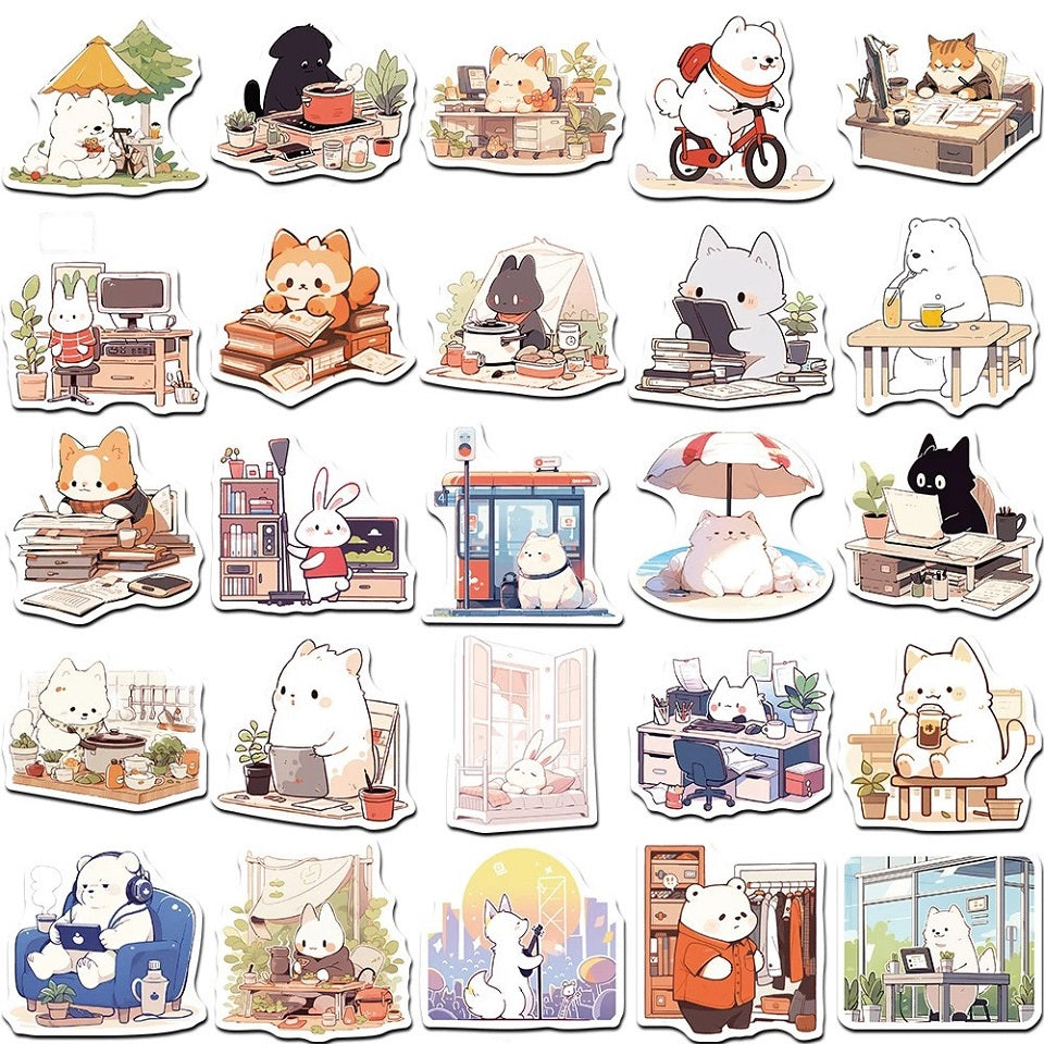 Lot de 20 stickers animaux vie animée