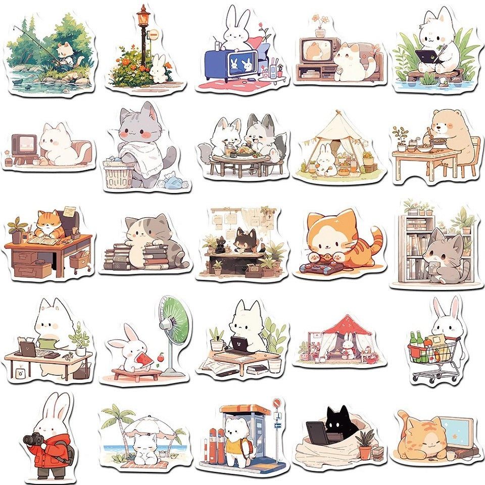 Lot de 20 stickers animaux vie animée