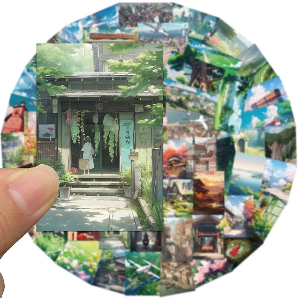Lot de 20 stickers paysages Ghibli