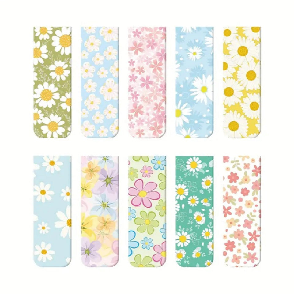 Lot de 2 marque-pages aimantés fleurs