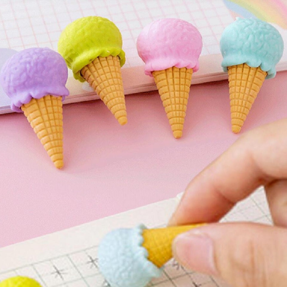 Lot de 4 gommes glaces colorées