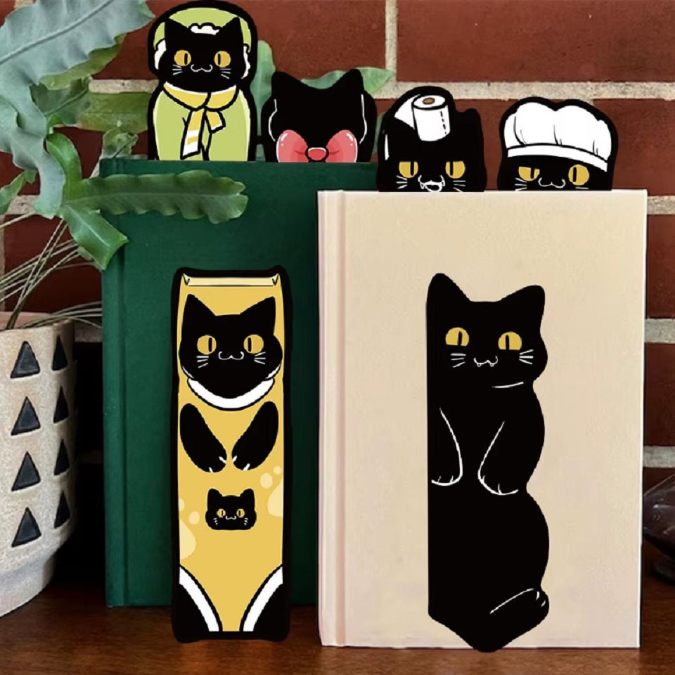 Marque-page cartonné chat noir