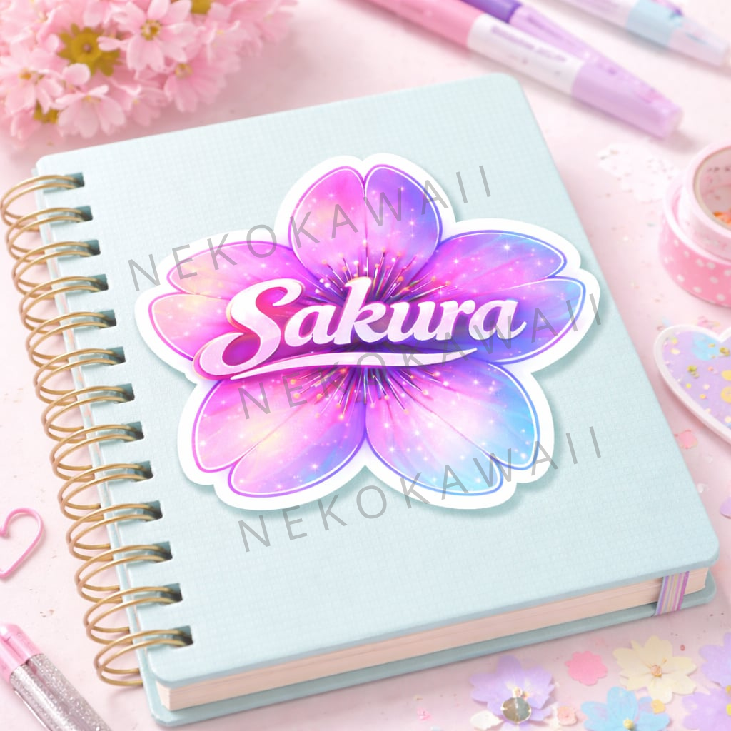 Sticker prénom personnalisé fleur de sakura