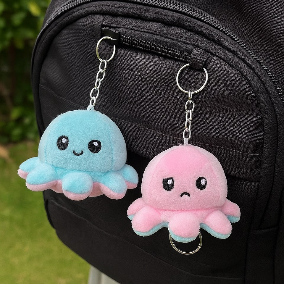 Porte-clé peluche octopus réversible