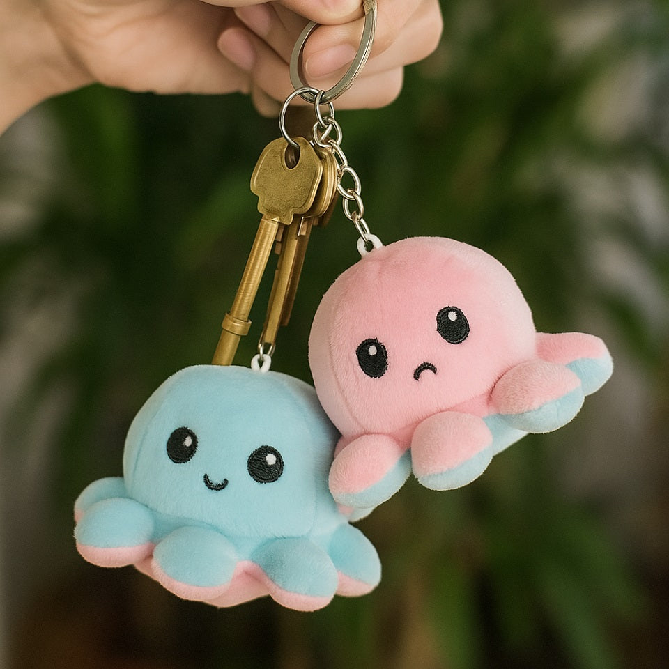 Porte-clé peluche octopus réversible