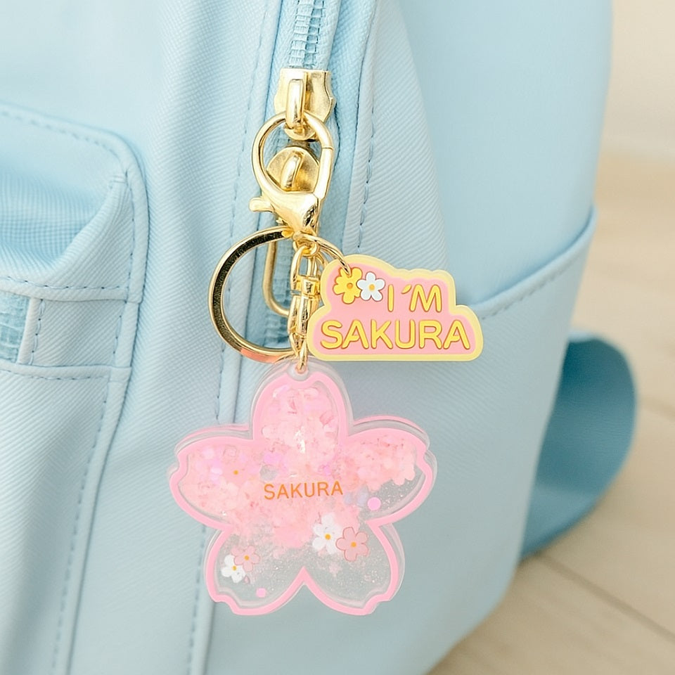 Porte-clés fleur de sakura paillettes