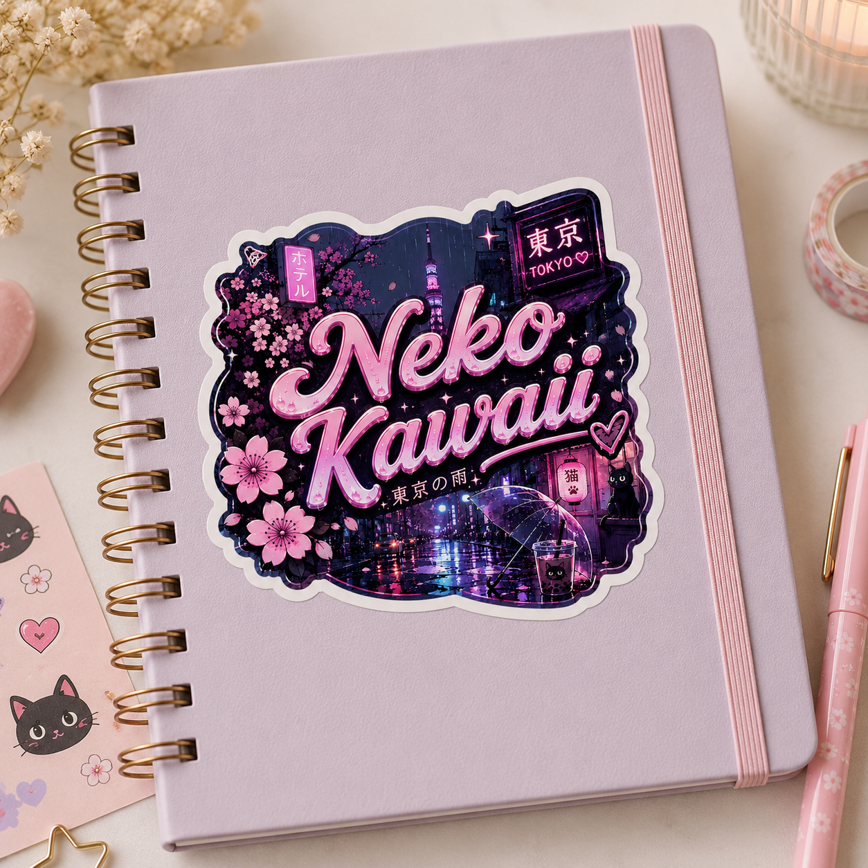 Sticker prénom personnalisé "Une nuit à Tokyo"