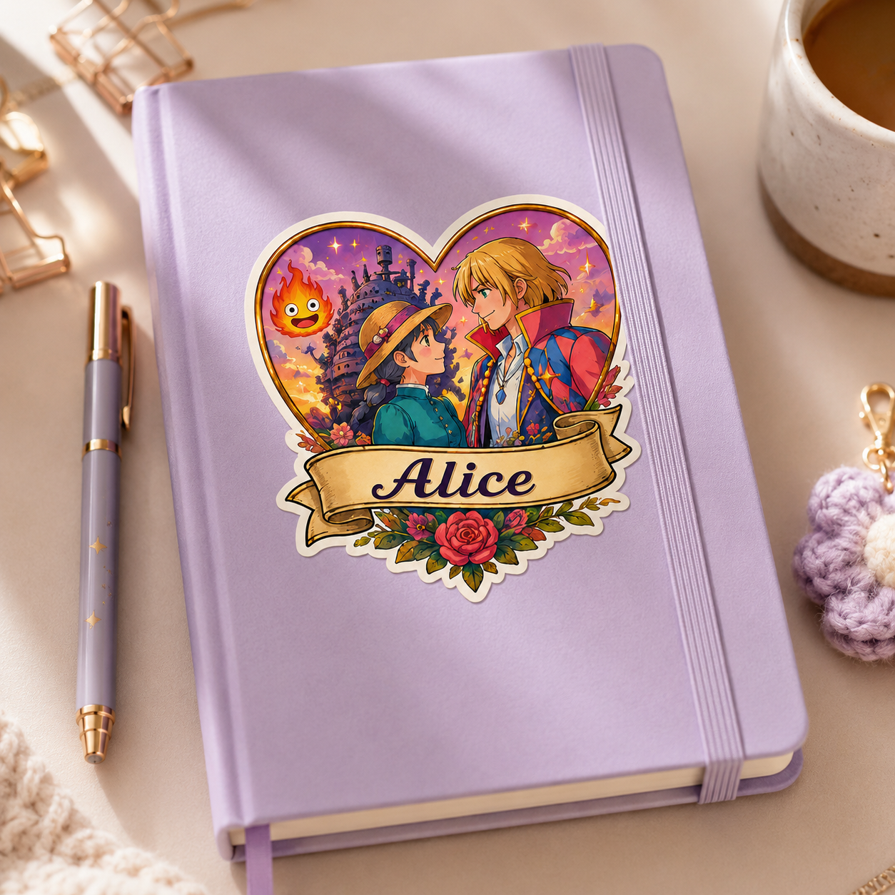 Sticker prénom personnalisable Château amulant 🏰💜✨