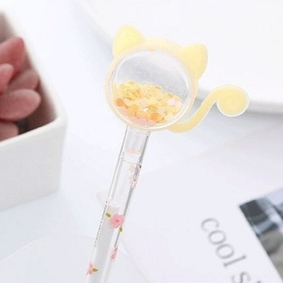 Stylo chat paillettes et sakura (PROMO -10%)