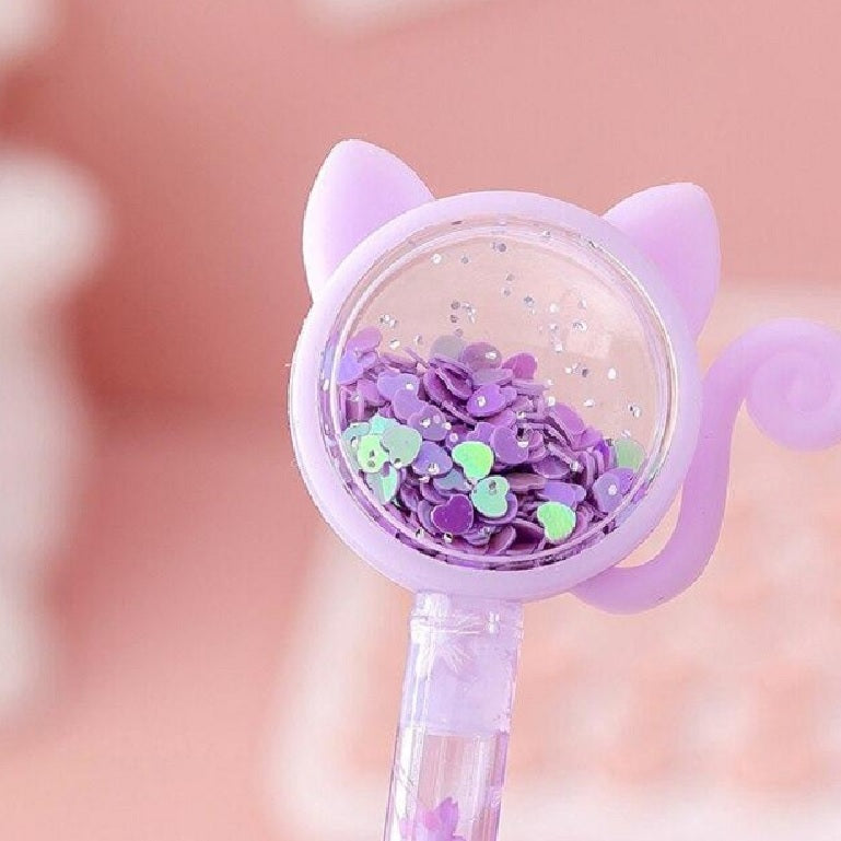 Stylo chat paillettes et sakura (PROMO -10%)