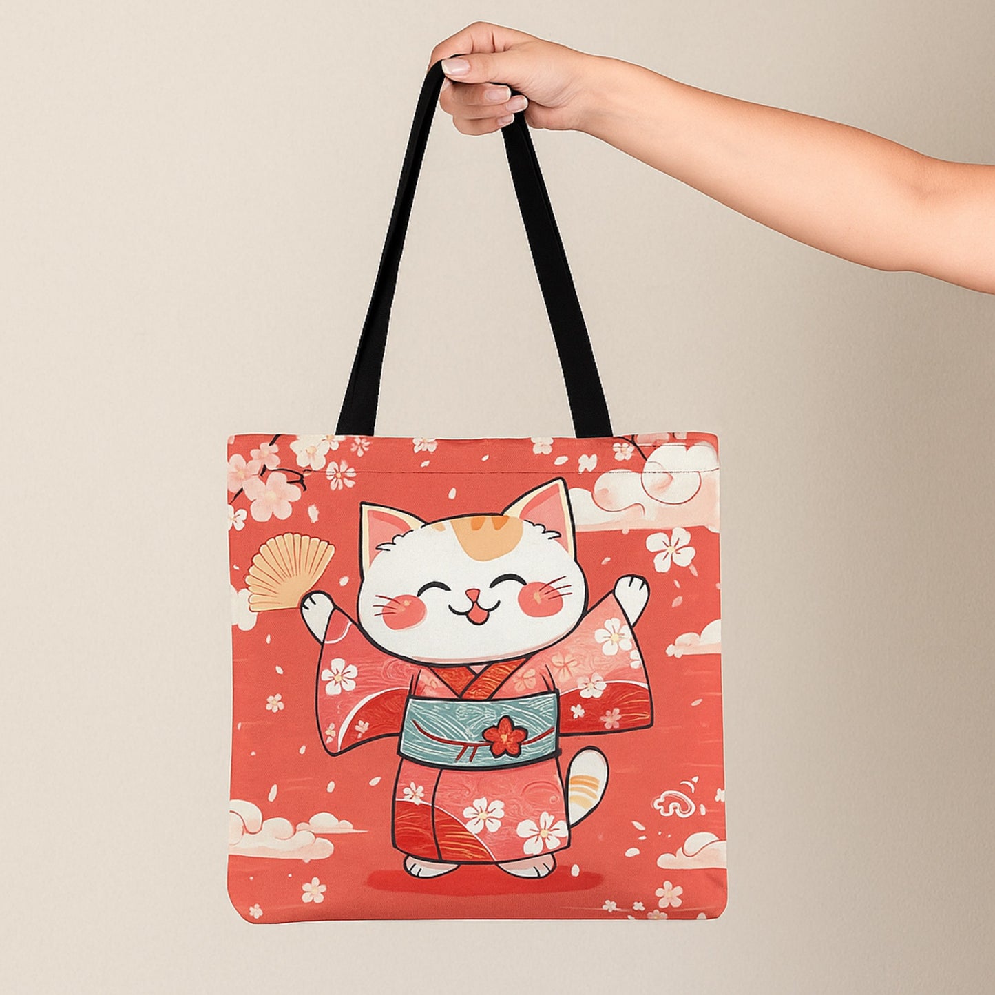 Tote bag chat en kimono