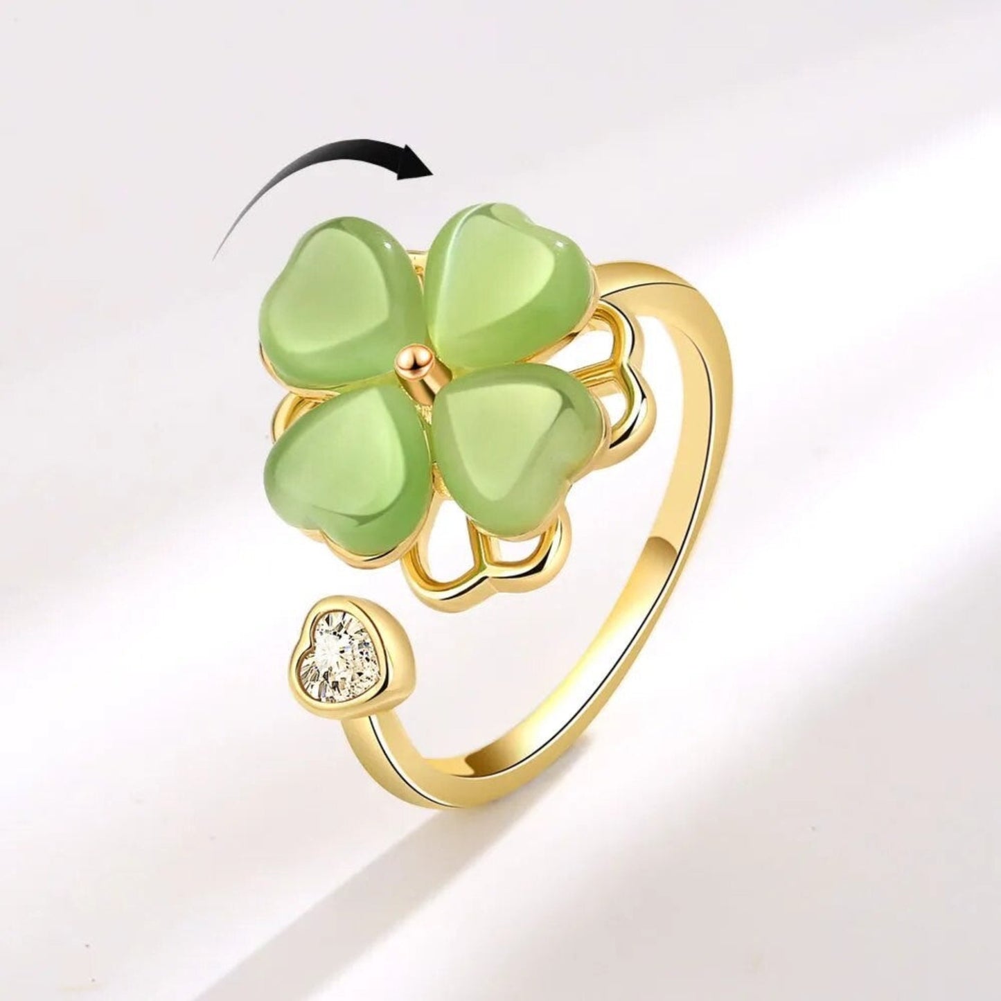 Bague rotative trèfle à 4 feuilles