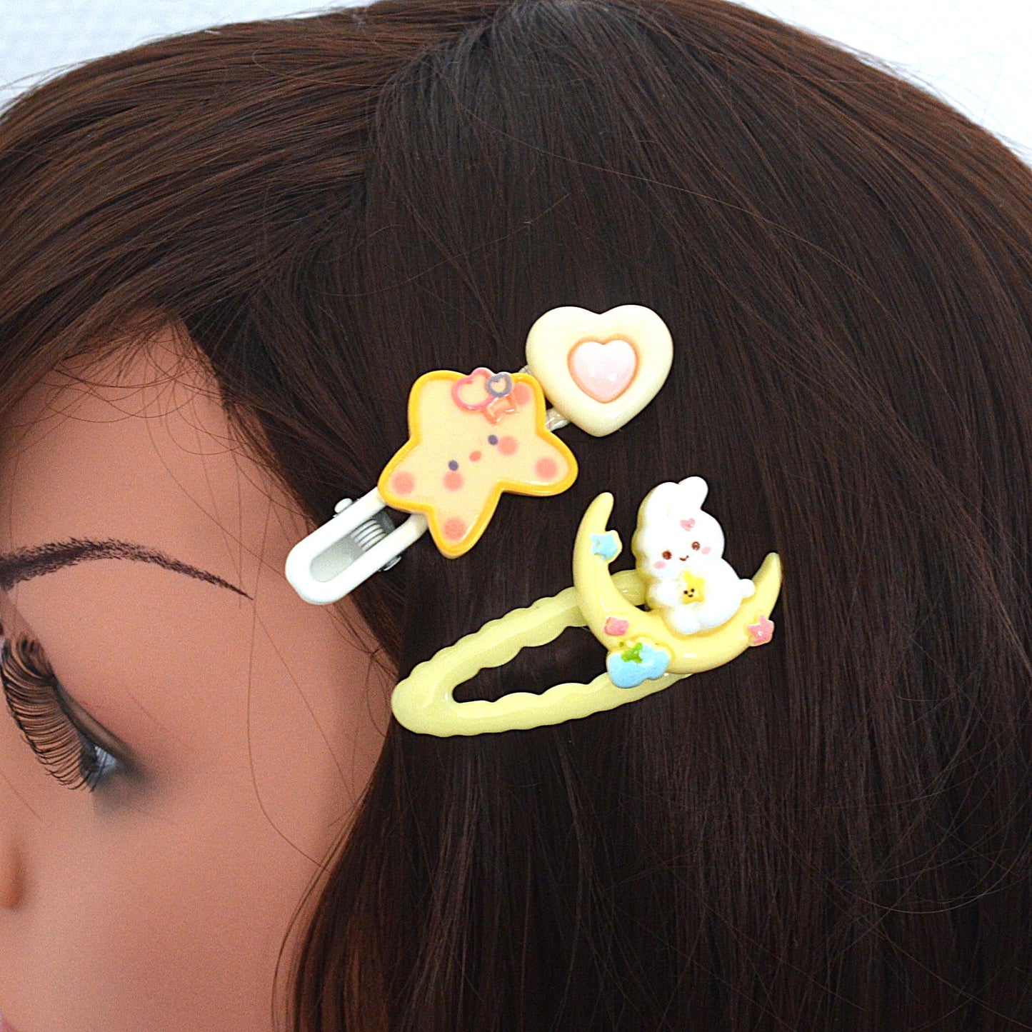 Lot de 2 barrettes à cheveux lapin étoile