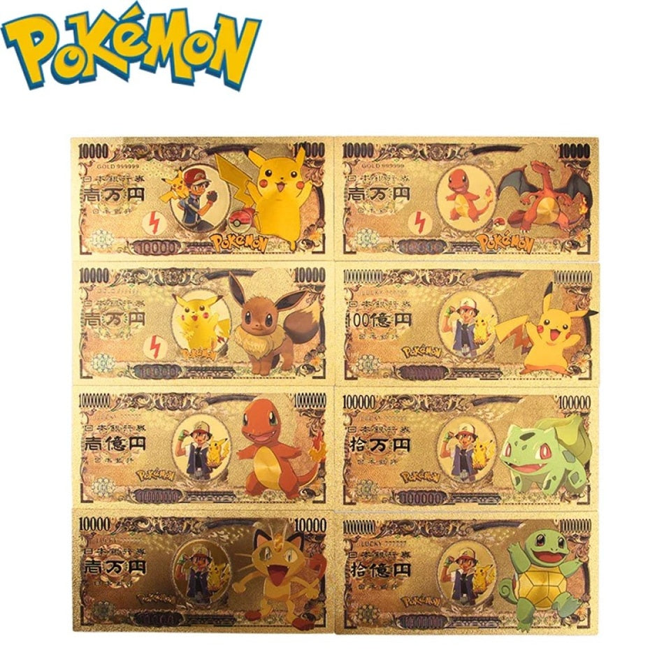 un billet de collection yen doré sur le thème Pokemon