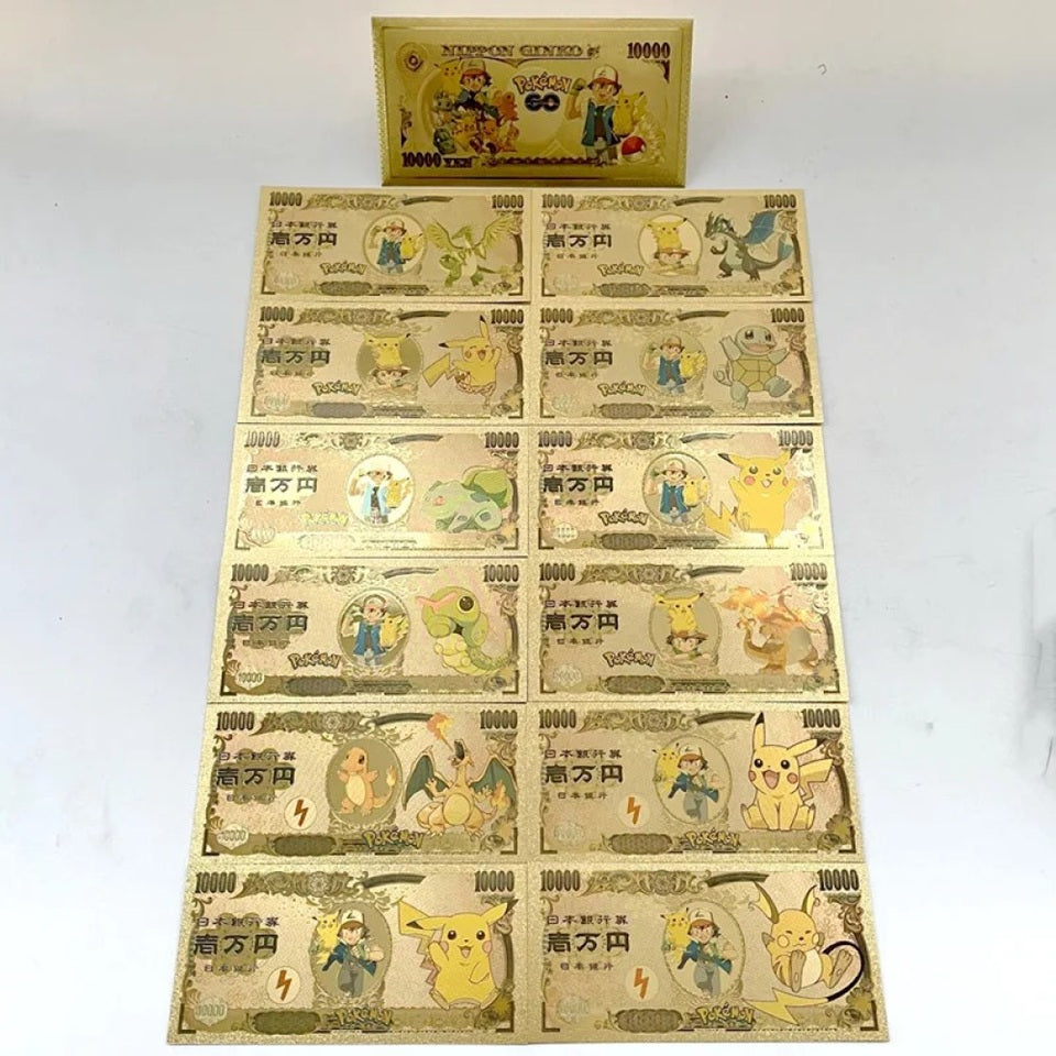 un billet de collection yen doré sur le thème Pokemon