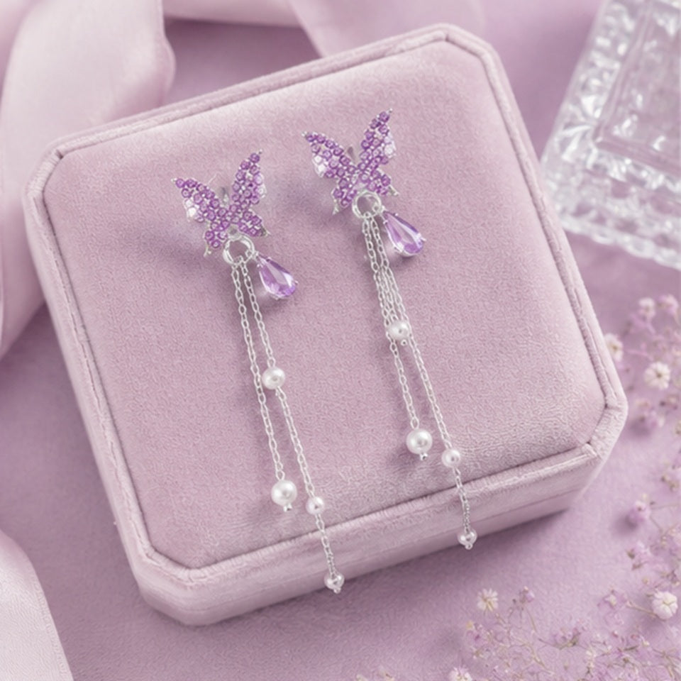 Boucles d'oreilles papillons violets (PROMO -24%)