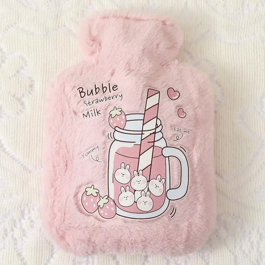 Bouillotte peluche kawaii bubble tea fraise et lapins