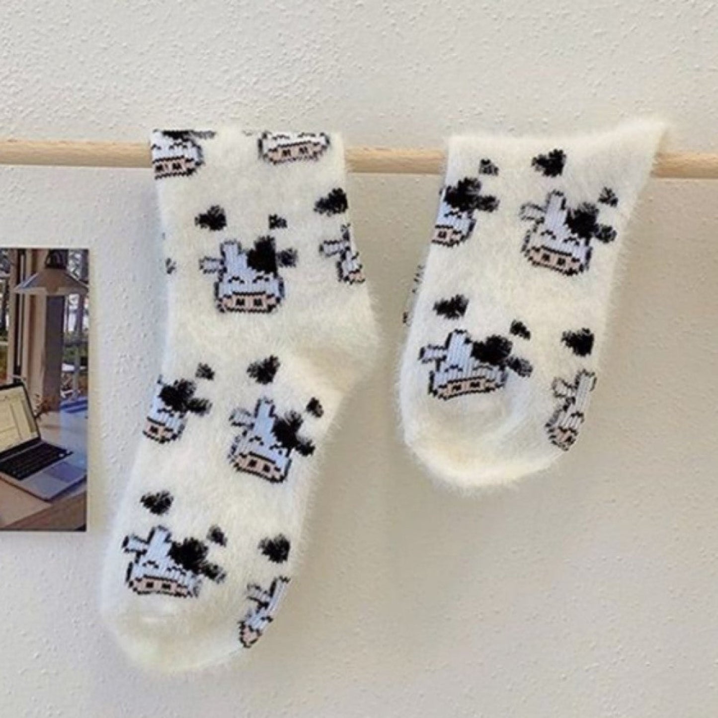 Chaussettes pilou motif vache