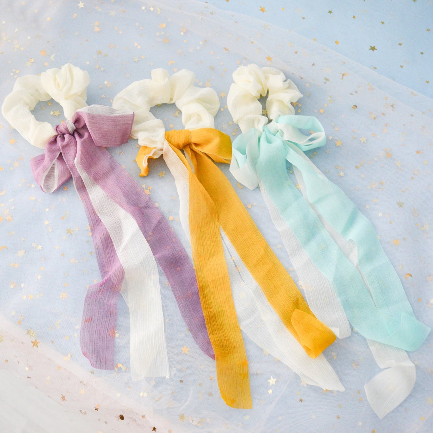 Chouchou foulard double ruban (PROMO -20%) (Dernière pièce !)