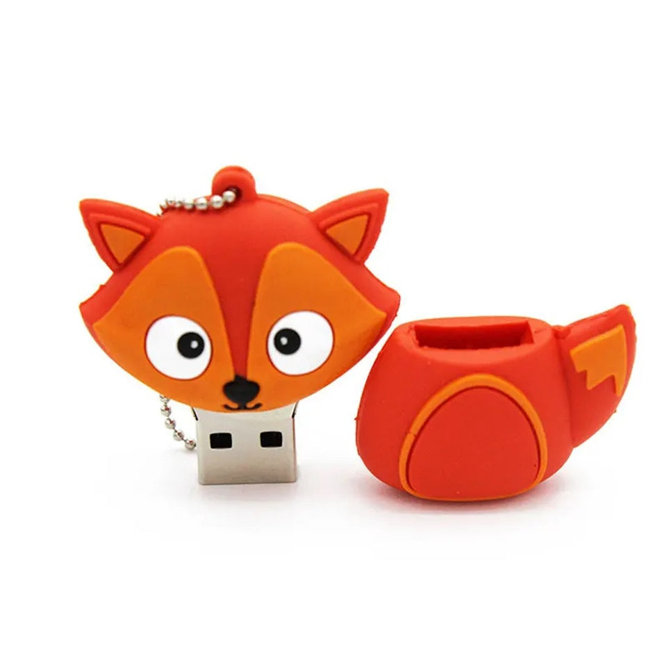 une clé usb de 16 go très mignonne en forme de renard roux aux grands yeux expressifs et adorables.