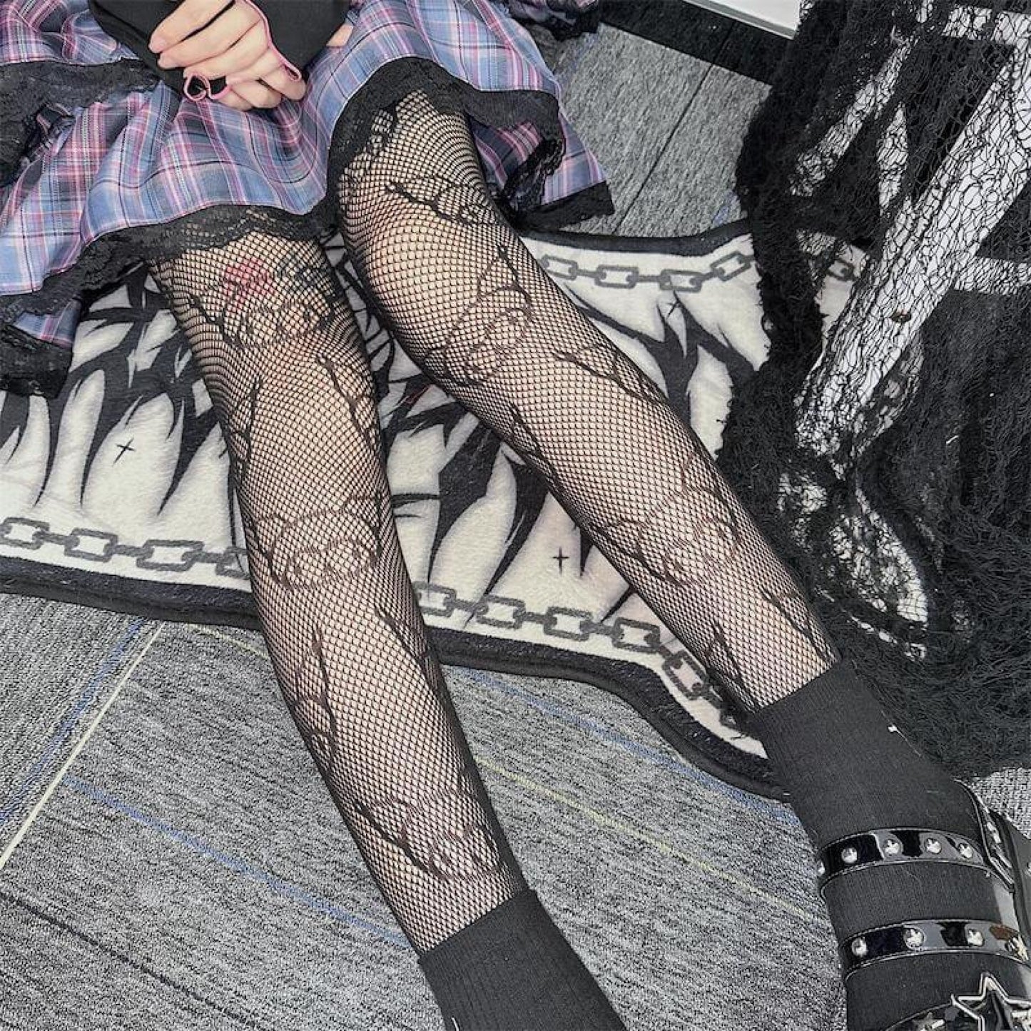Collants résille motif Kuromi
