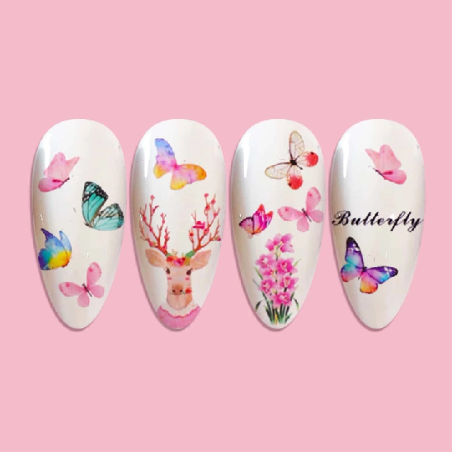 Déco nail art papillons colorés