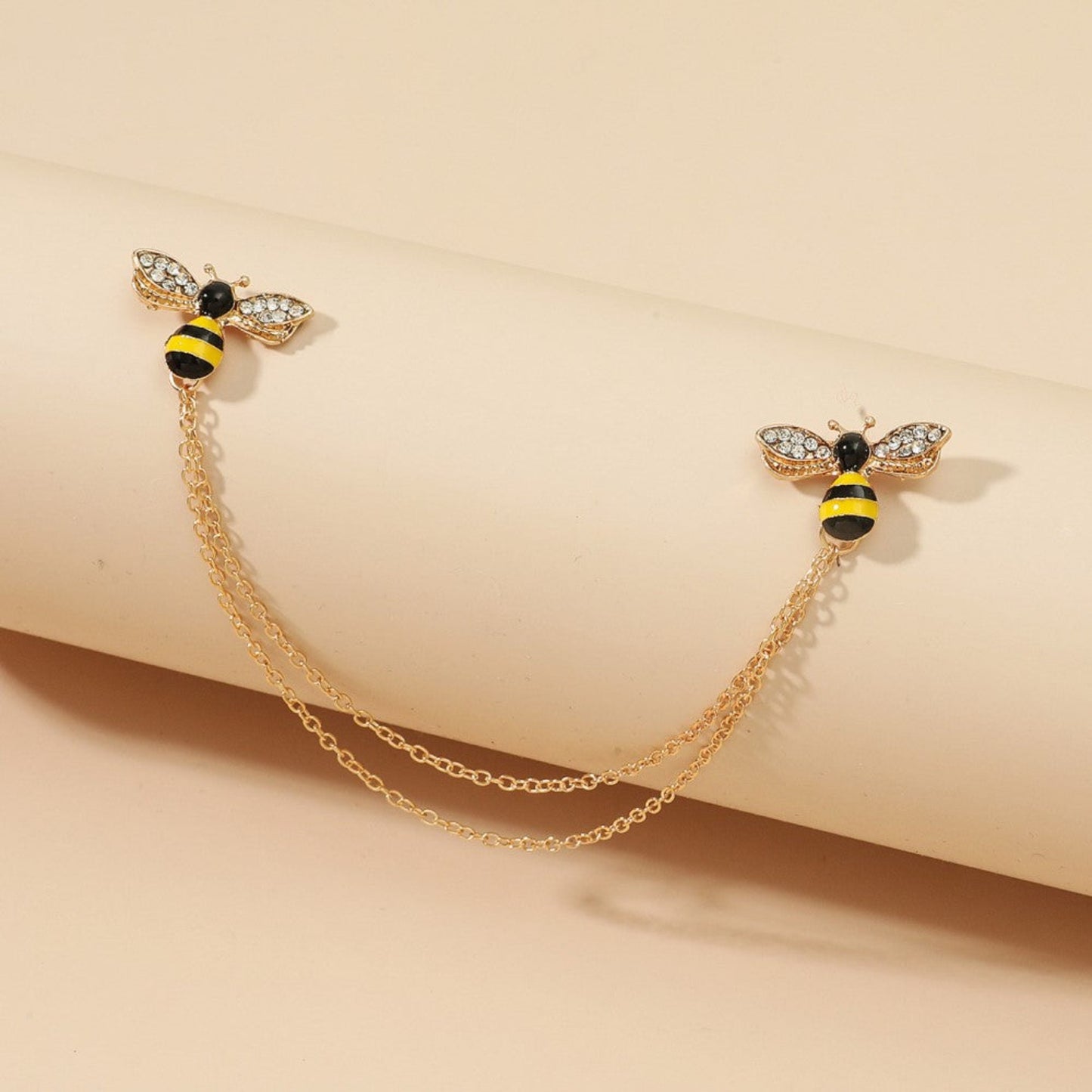 Double pin's avec chainette abeilles