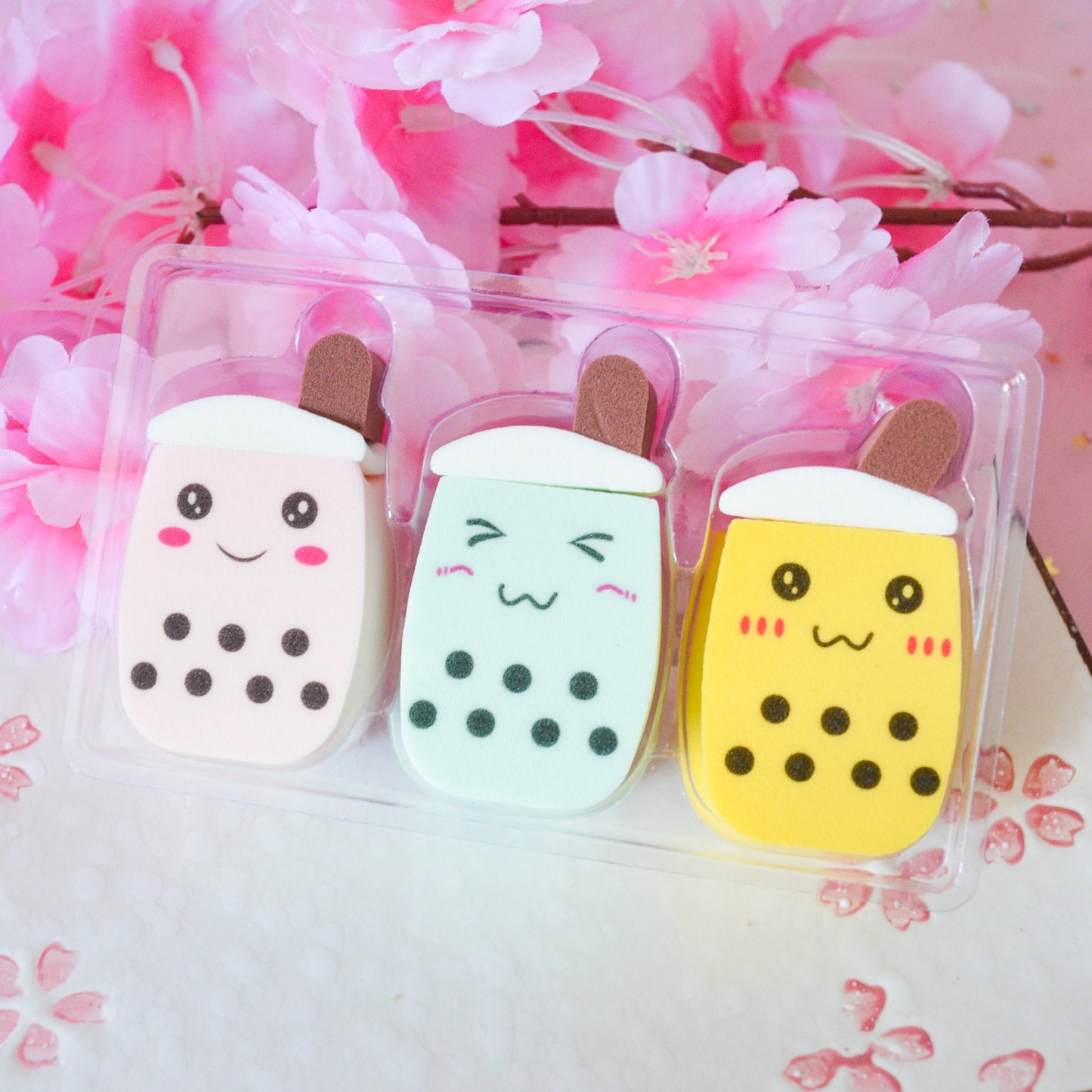 Trio d'éponge à maquillage bubble tea