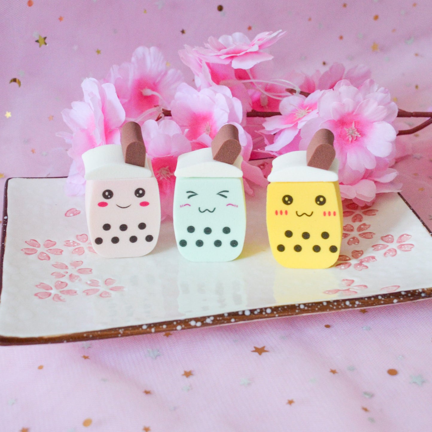 Trio d'éponge à maquillage bubble tea
