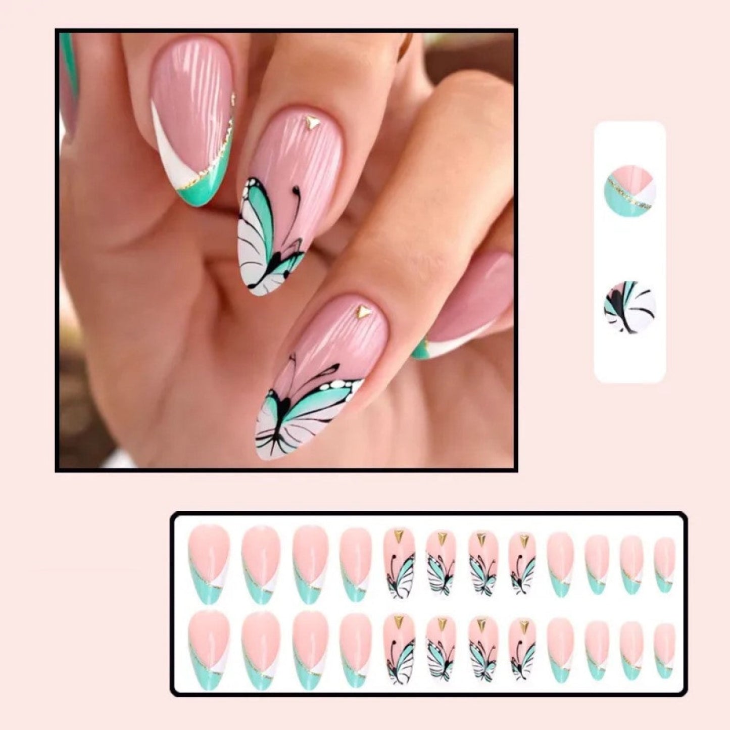 Faux ongles press on nails motif papillons