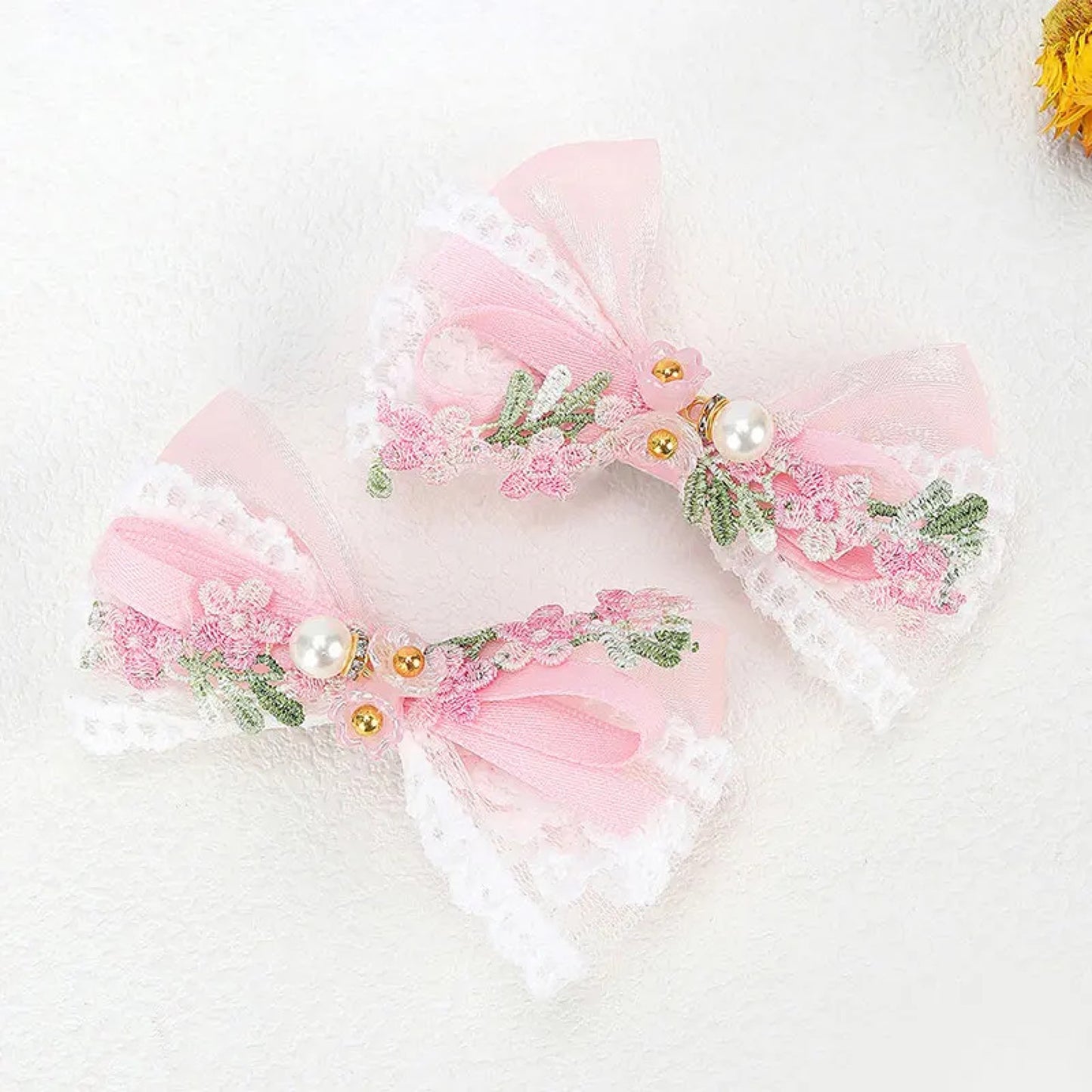 Lot de 2 barrettes à cheveux rubans et sakura