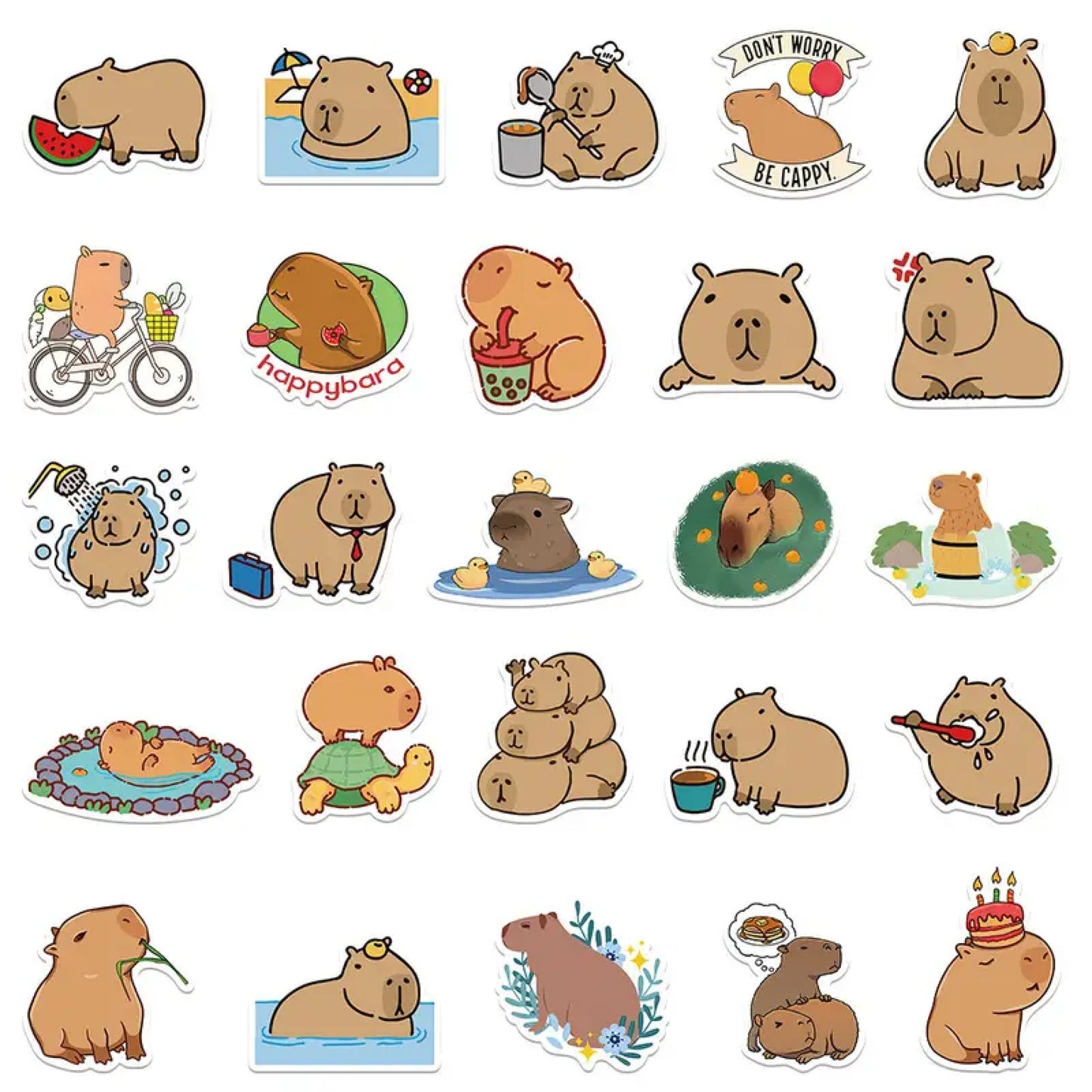 Lot de 20 stickers capybara