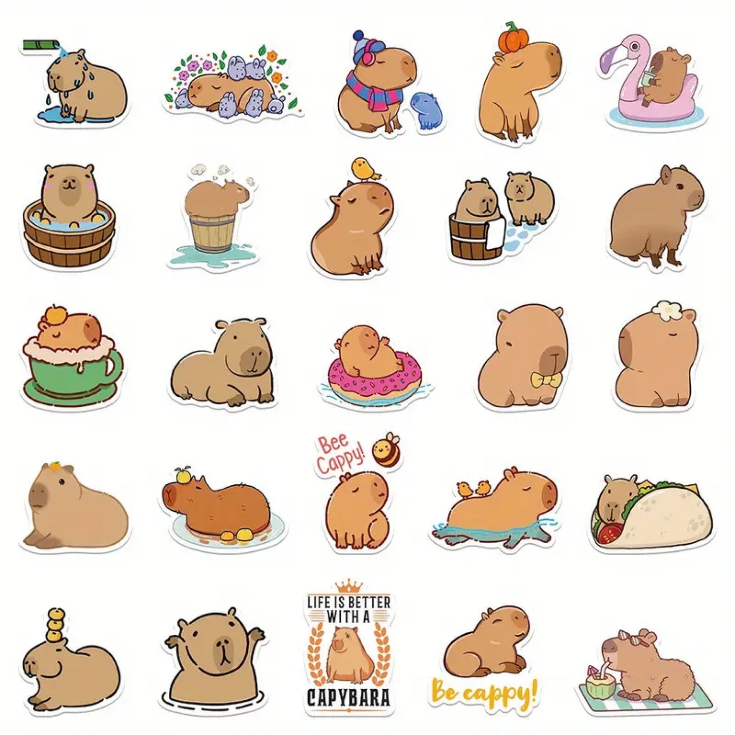Lot de 20 stickers capybara