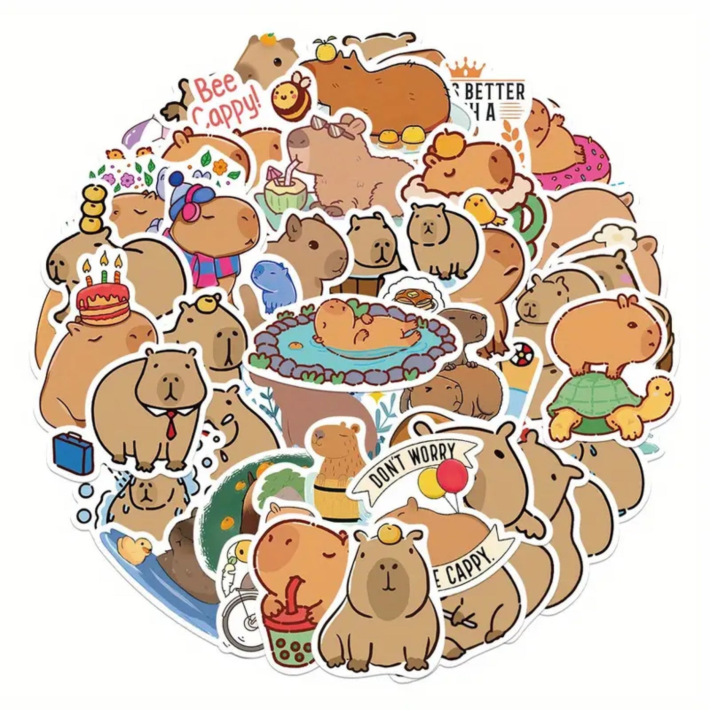 Lot de 20 stickers capybara