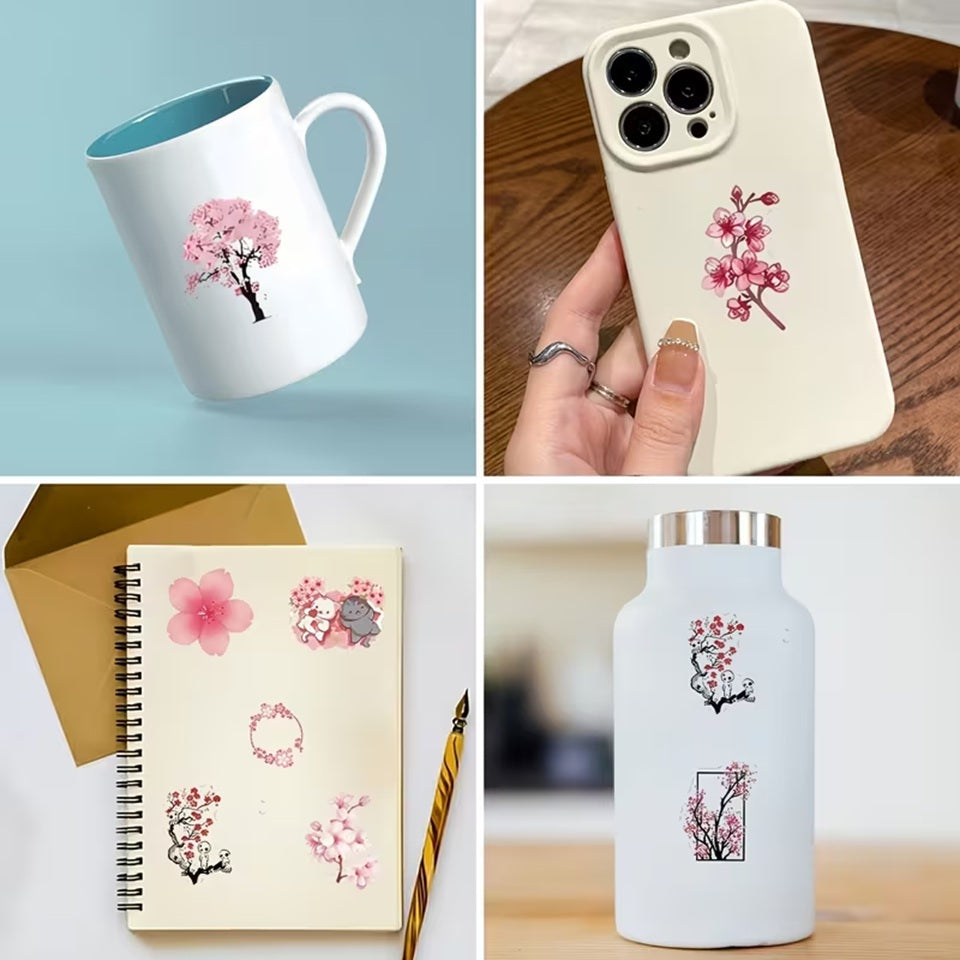 des stickers en forme de fleurs de sakura roses, poétiques et pleins de symbolique