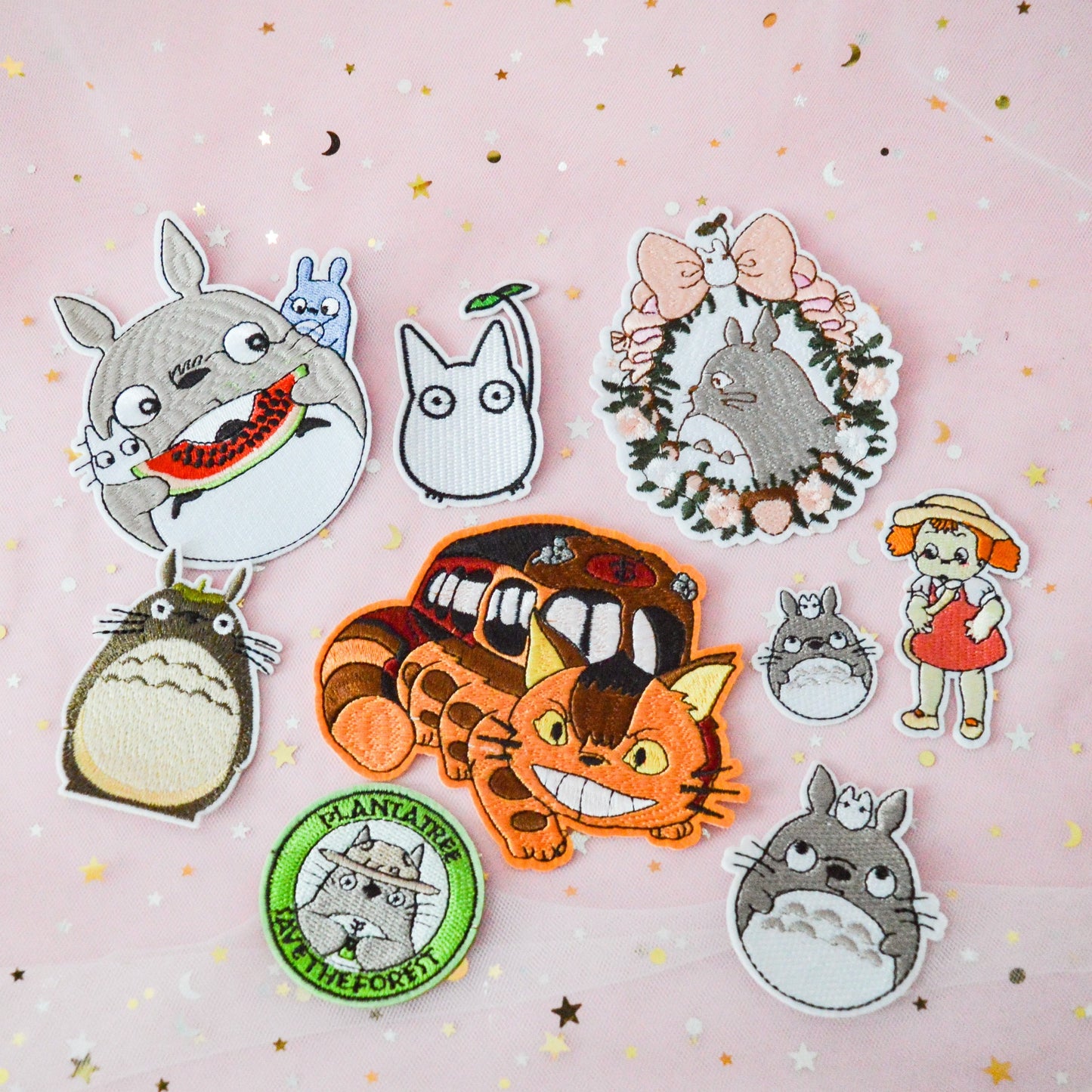 Lot de 3 broderies thermocollantes Totoro