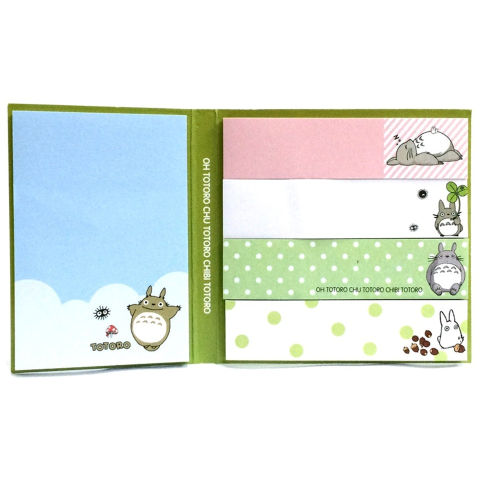 un ensemble de mémos adhésifs et de sticky notes inspirés de Totoro et de son univers magique et féérique. Avec ces jolies illustrations de Totoro, il devient indispensable pour rester bien organisé.