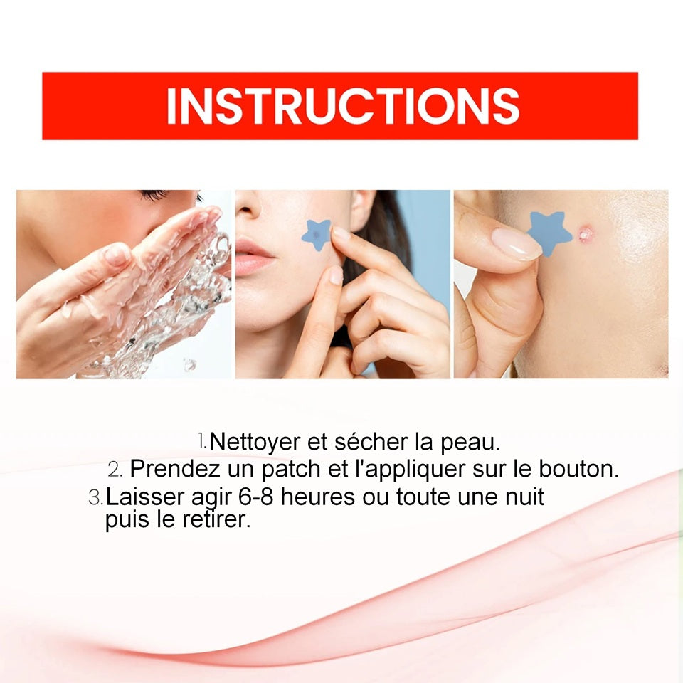 des patch anti acné en forme d'étoiles colorées pour combattre les petits boutons. Bye bye les boutons, votre peau est nourrit et hydratée en même temps.