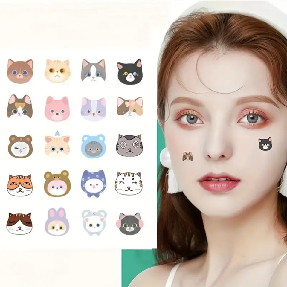 une boite de 100 patch anti acné en forme d'animaux super mignons. Parfaits comme soin pour faire disparaitre un bouton. Ajoute une touche de fun à votre routine soin.
