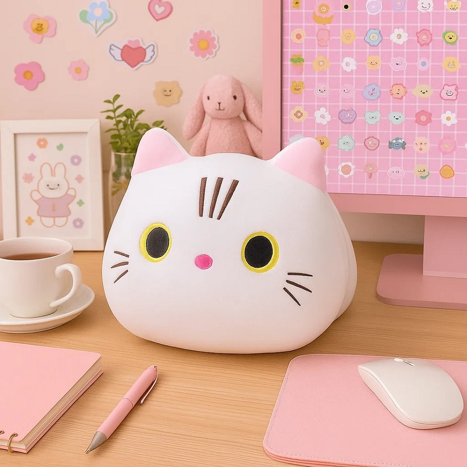 Peluche chat blanc