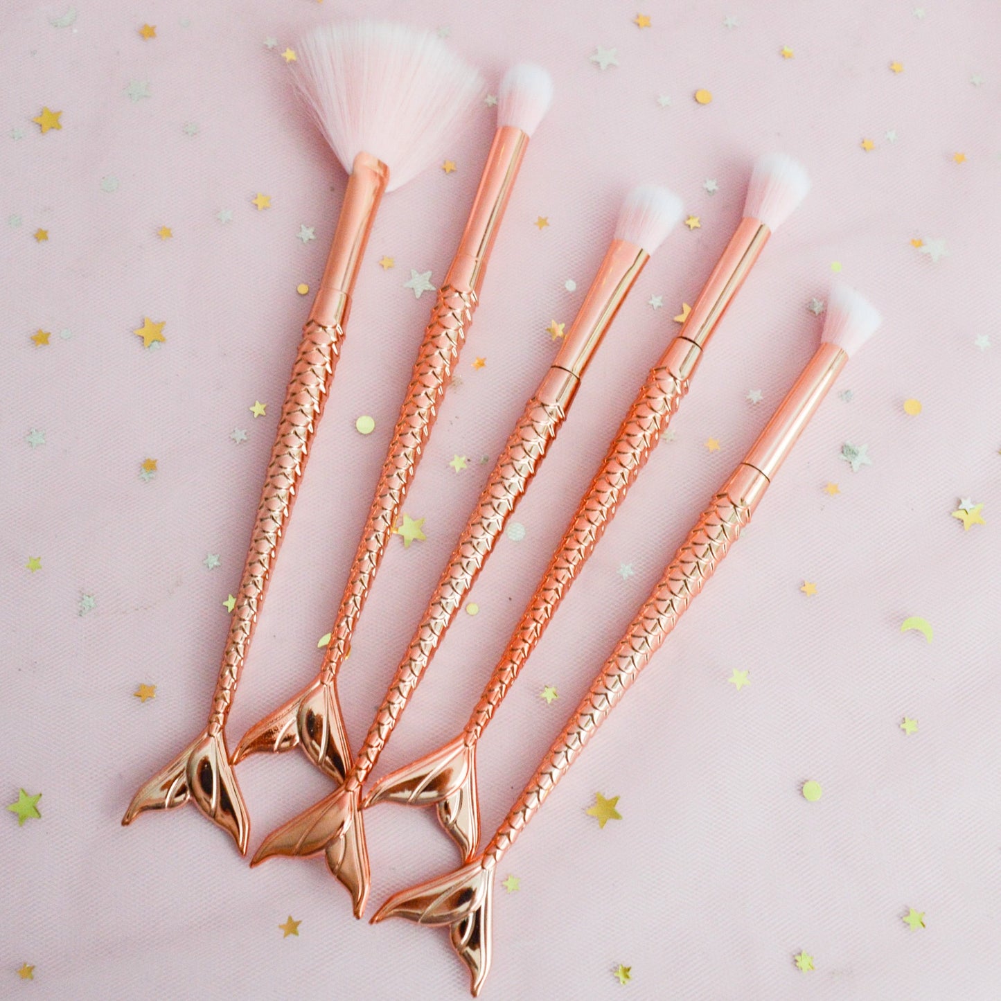 Lot de 10 pinceaux sirènes rose gold pour les yeux