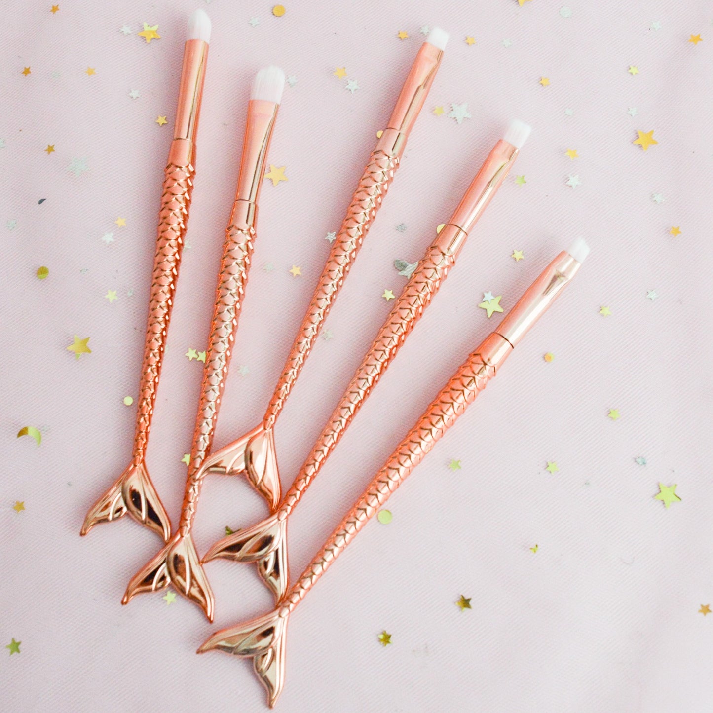 Lot de 10 pinceaux sirènes rose gold pour les yeux