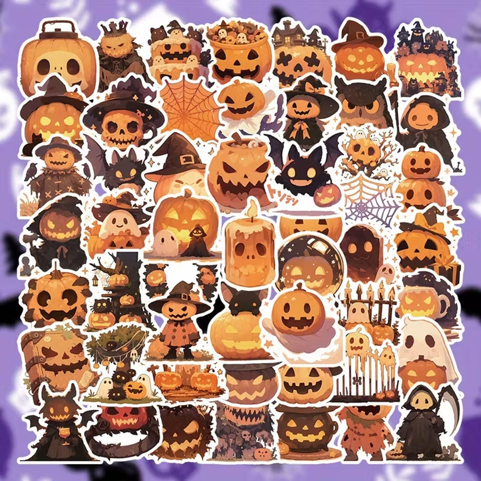 des stickers citrouilles d'halloween parfaits pour créer une ambiance spooky, effrayante mais mignonne.