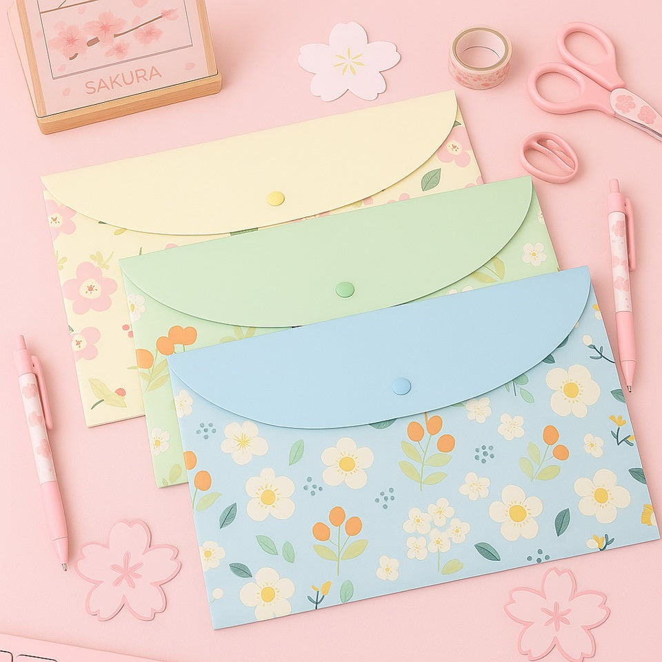 Pochette plastique motif floral
