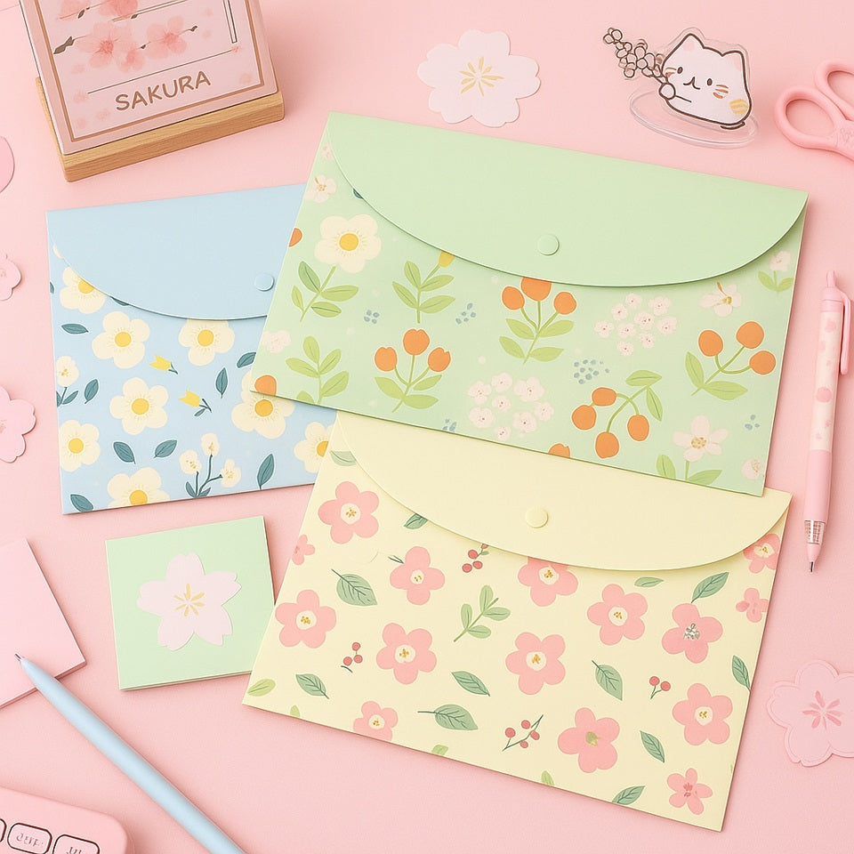 Pochette plastique motif floral