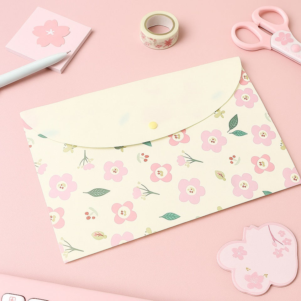 Pochette plastique motif floral