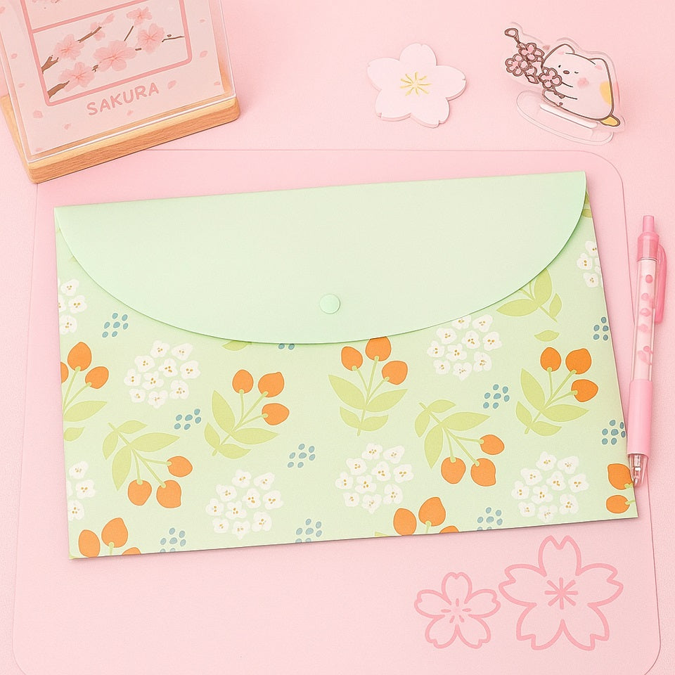 Pochette plastique motif floral