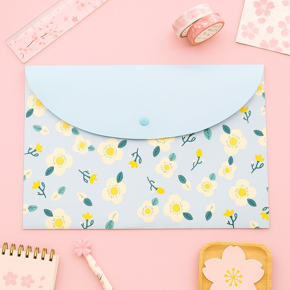 Pochette plastique motif floral
